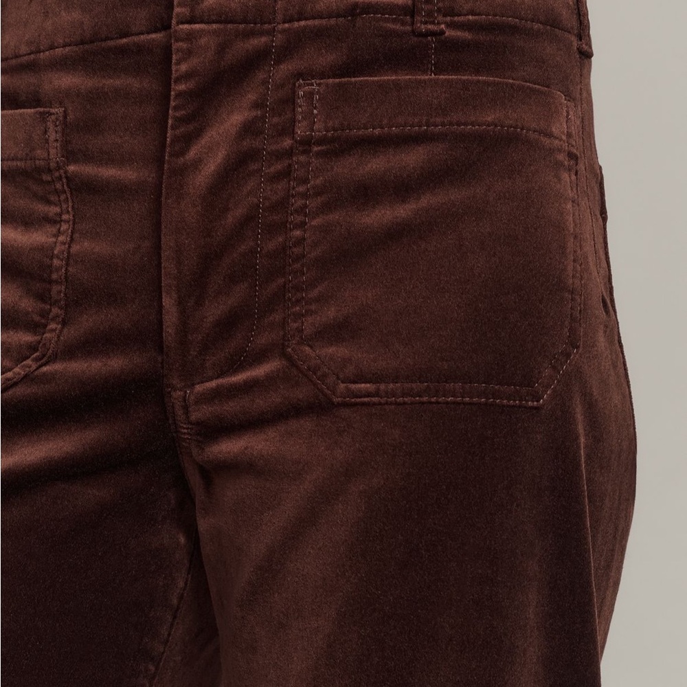 Maeve Colette full length velvet pant in fudge brownie - Picture 3 of 14
